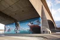 Sam Bates' mural under Kingston Bridge